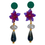 Load image into Gallery viewer, Floral Drop Earrings in Sangria
