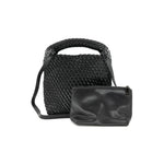 Load image into Gallery viewer, Woven Mini Hobo Bag in Black
