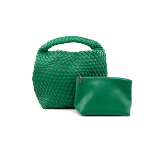 Woven Mini Hobo Bag in Emerald
