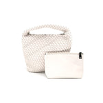 Load image into Gallery viewer, Woven Mini Hobo Bag in White
