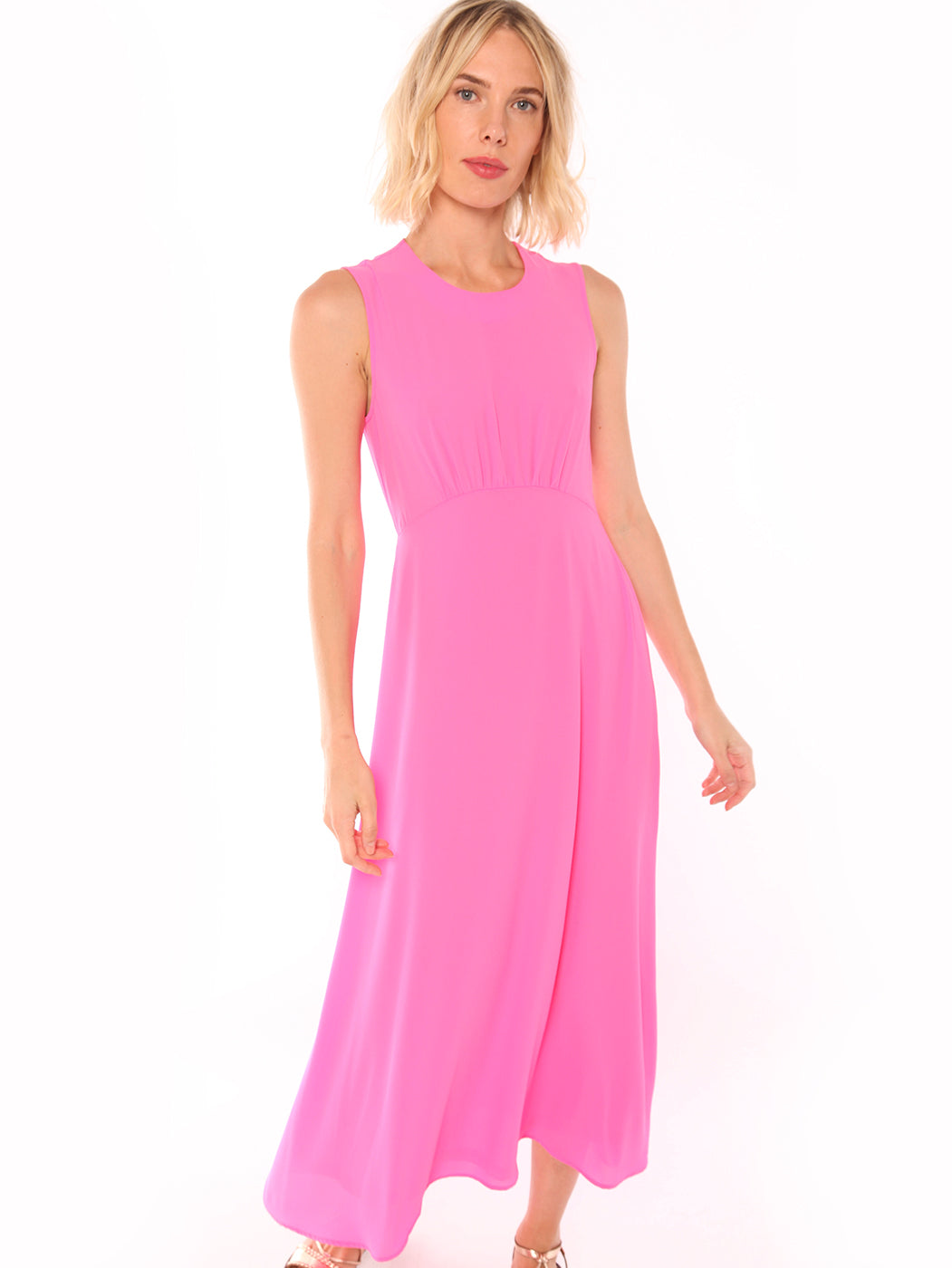 Georgette Maxi Dress in Pink with Removable Cape