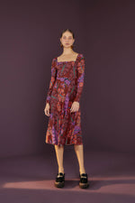 Load image into Gallery viewer, Delicate Leaves Midi Dress in Red
