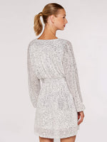 Load image into Gallery viewer, Sequin Wrap Dress in Silver
