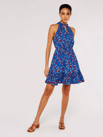 Load image into Gallery viewer, Floral Halter Neck Dress in Blue
