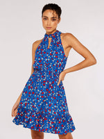 Load image into Gallery viewer, Floral Halter Neck Dress in Blue
