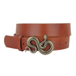 Load image into Gallery viewer, Snake Buckle Leather Belt in Tan
