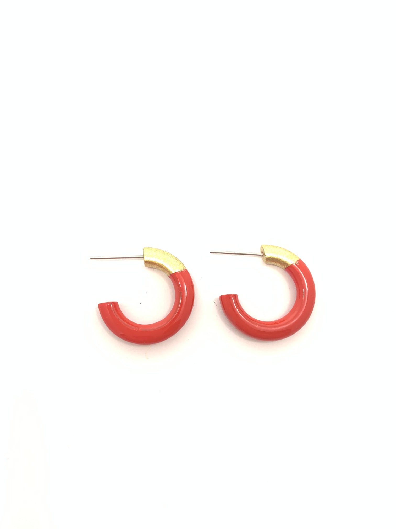 Liz Small Hoops in Tomato Red