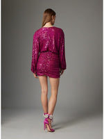 Load image into Gallery viewer, Blanche Sequin Dress in Magenta
