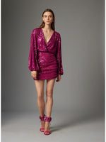 Load image into Gallery viewer, Blanche Sequin Dress in Magenta

