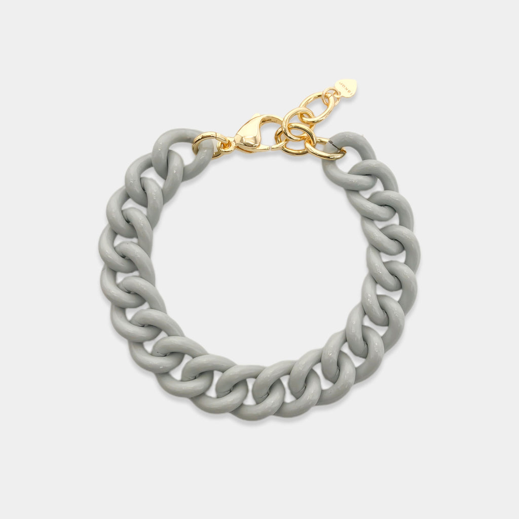 Large Grey Enamel Curb Chain Bracelet 7"+1"