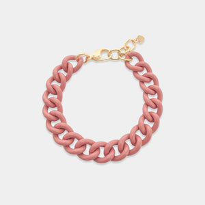 Large Mauve Enamel Curb Chain Bracelet 7"+1"