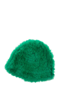 Faux Fur Hat in Green
