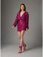 Load image into Gallery viewer, Blanche Sequin Dress in Magenta
