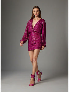 Blanche Sequin Dress in Magenta