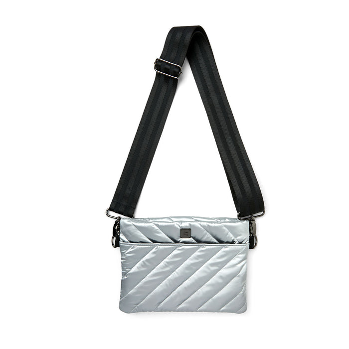 Diagonal Bum Bag 2.0 in Silver Liquid