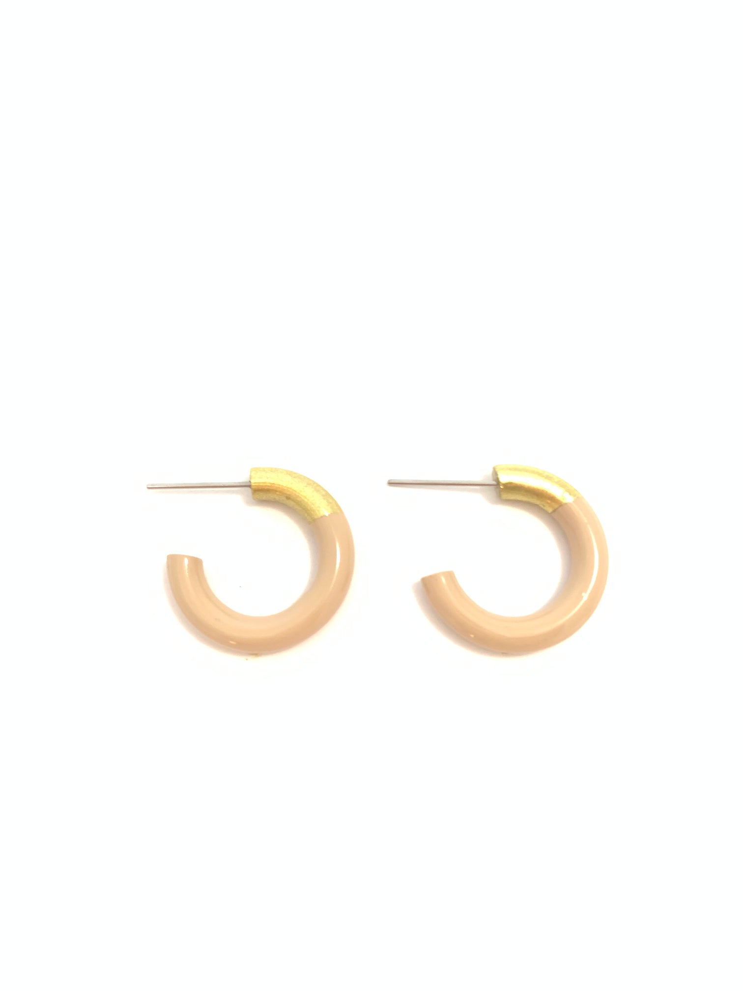 Liz Small Hoops in Tan