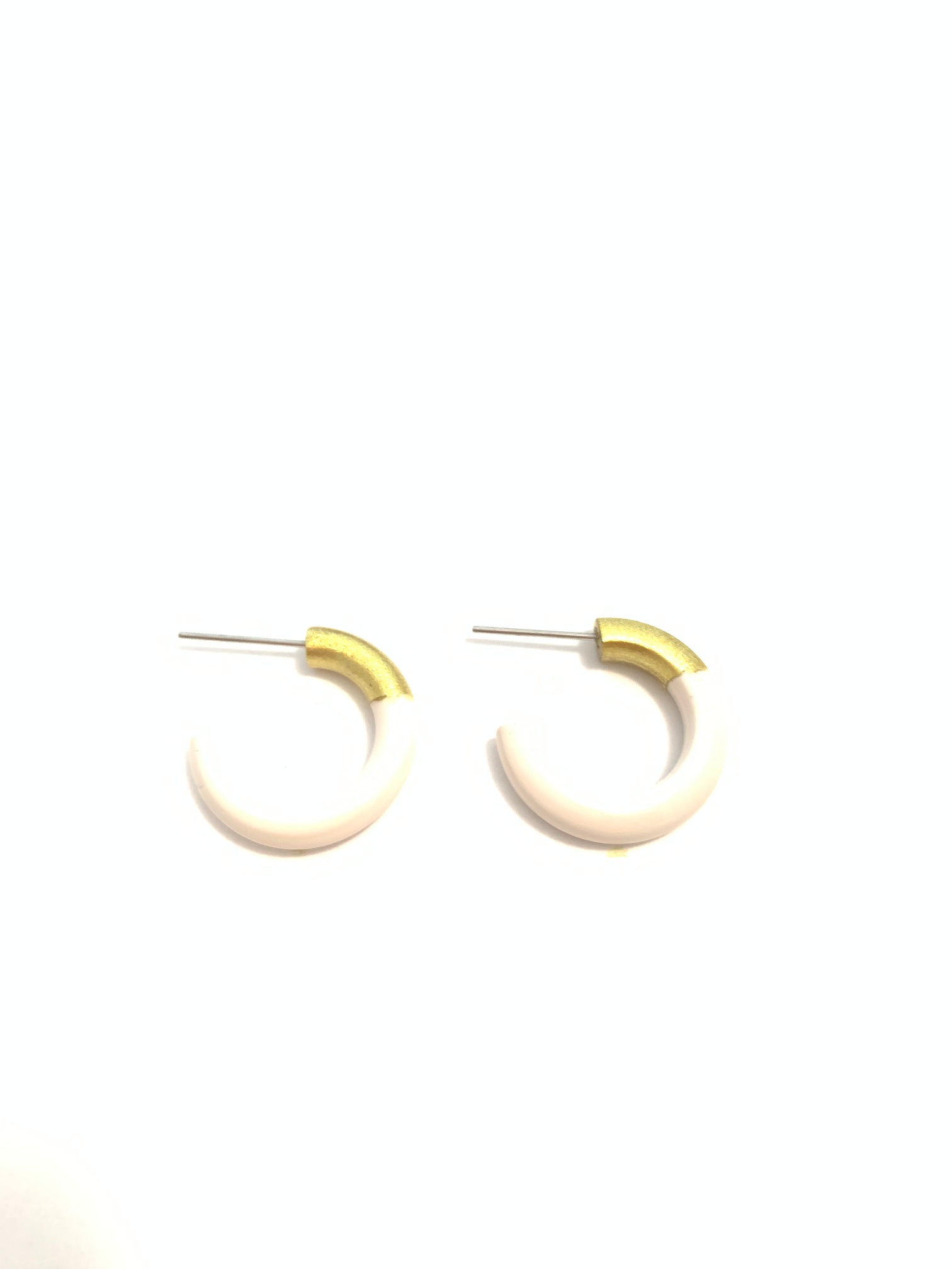 Liz Small Hoops in Cream