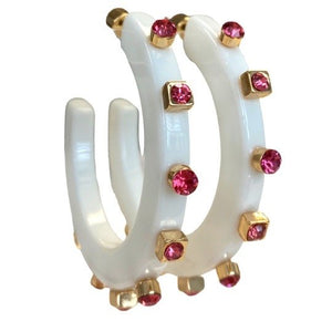 City Girl Jewel Hoop in White Hot Pink