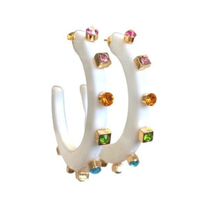 City Girl Jewel Hoop in White Multicolor