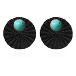Load image into Gallery viewer, Iraca Turquoise Studs in Black
