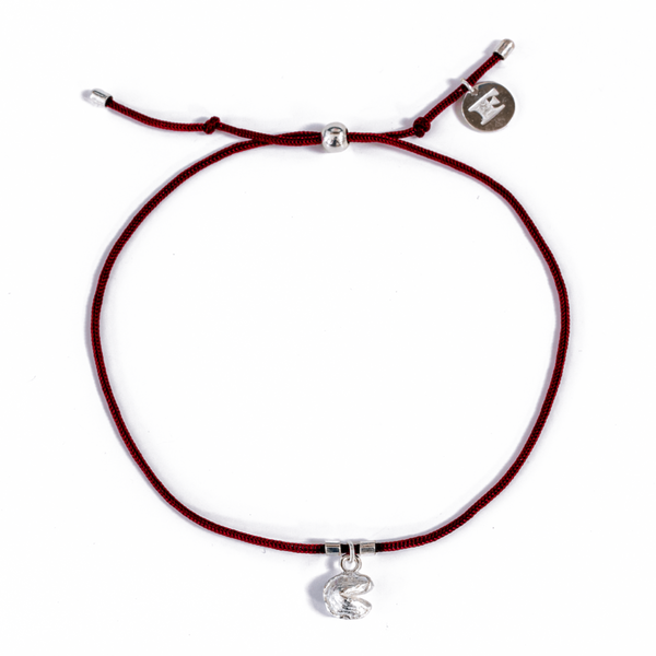 Silver Fortune Cookie Bracelet in Burgundy Mint Julep