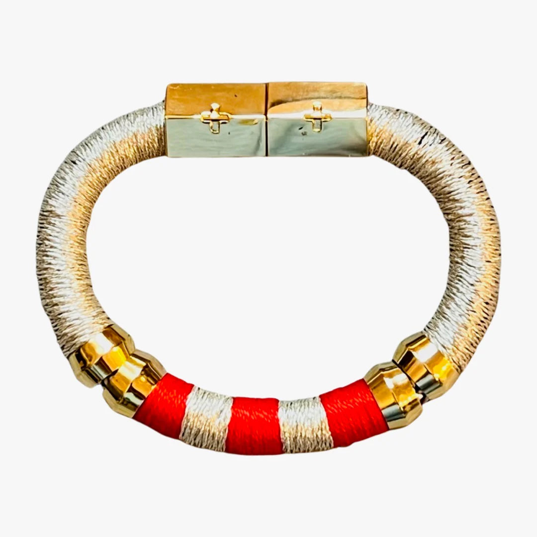 Colorblock Bracelet in Gold and Red