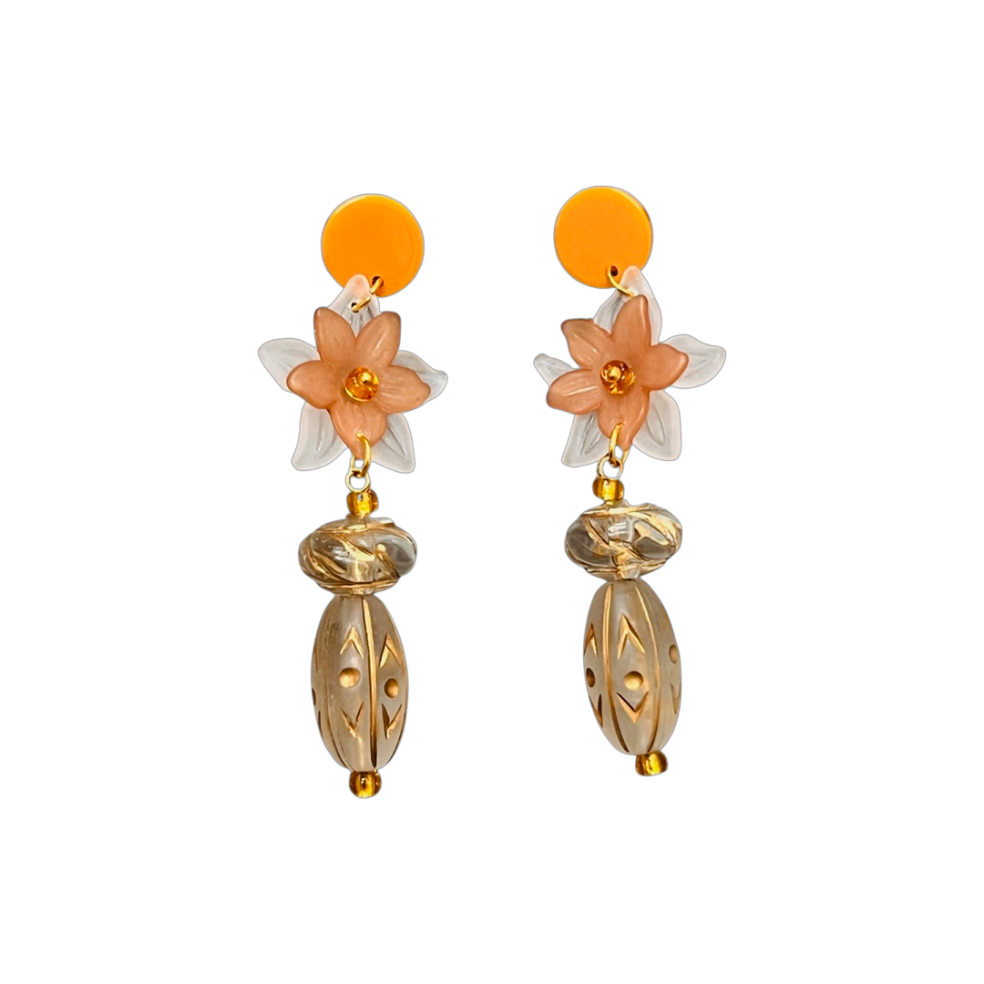 Floral Drop Earrings in Dark and Stormy