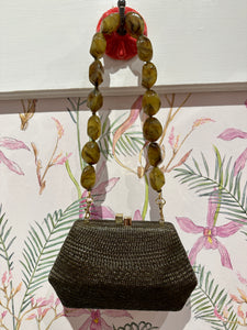 Blanca Bun Bag in Brown with Removable Gemstone Strap