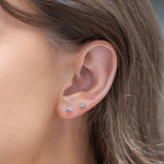 Load image into Gallery viewer, Teeny Tiny Blue Blossom Studs in Gold
