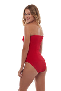 Tulum Strapless One Piece in Red