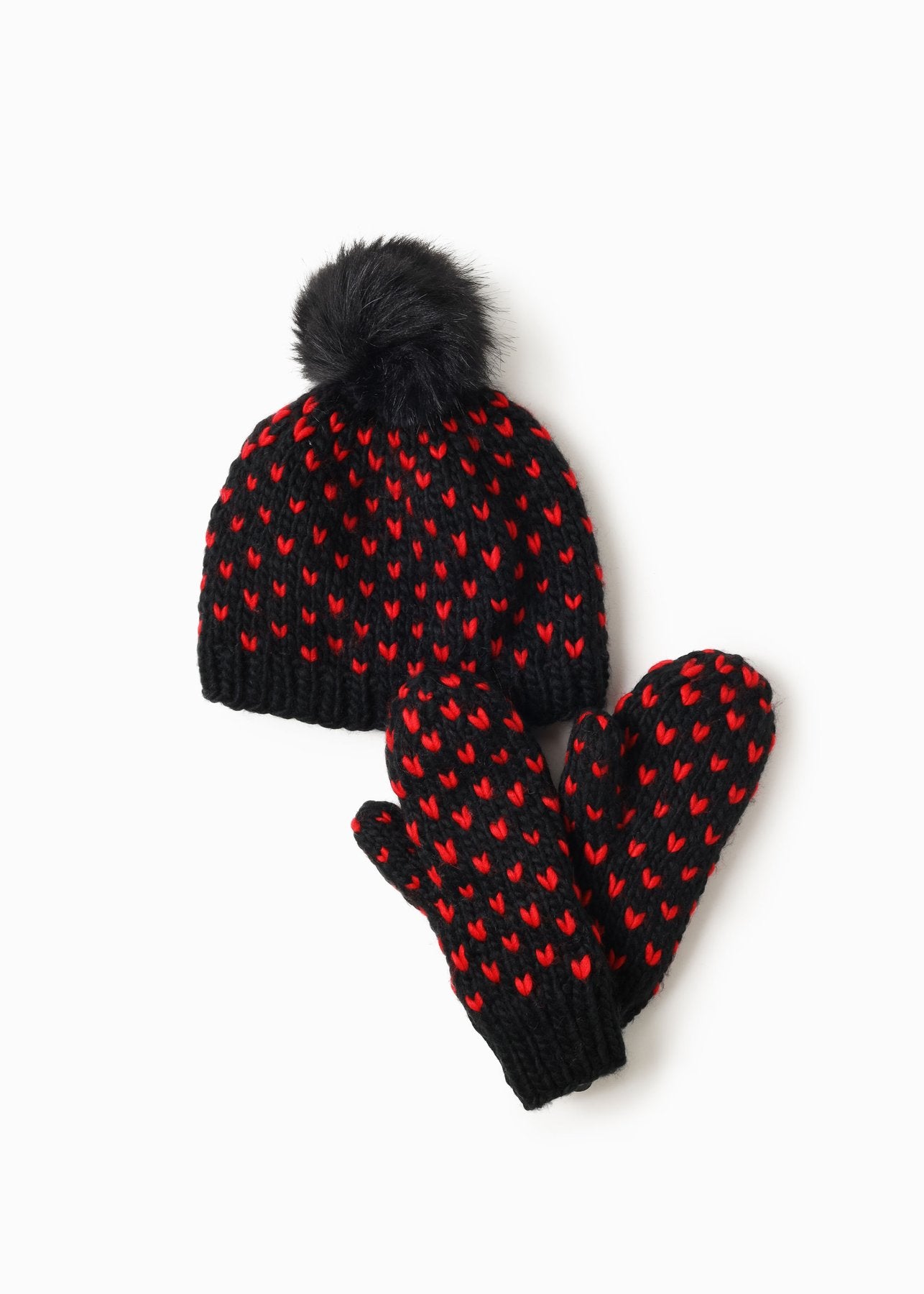 Little Heart Mittens in Black