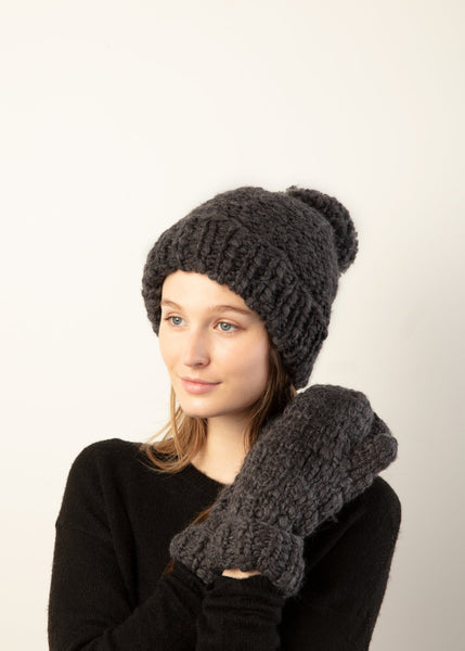 Hat Attack Chunky Knit Beanie Pom Hat Charcoal OS Hat Attack Chunky Knit Beanie Pom Hat | Mercari main image 3