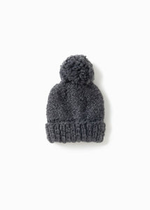 Mango Yarn Pom Pom Hat in Charcoal