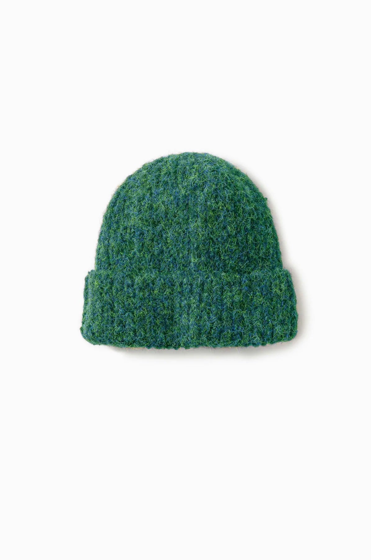 Fuzzy Rib Beanie in Green