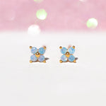 Load image into Gallery viewer, Teeny Tiny Blue Blossom Studs in Gold
