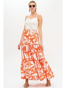 Tiered Maxi Skirt in Twiggy Orange