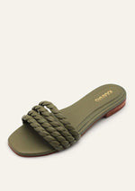 Load image into Gallery viewer, Corcovado Twisted Strap Slide in Olive
