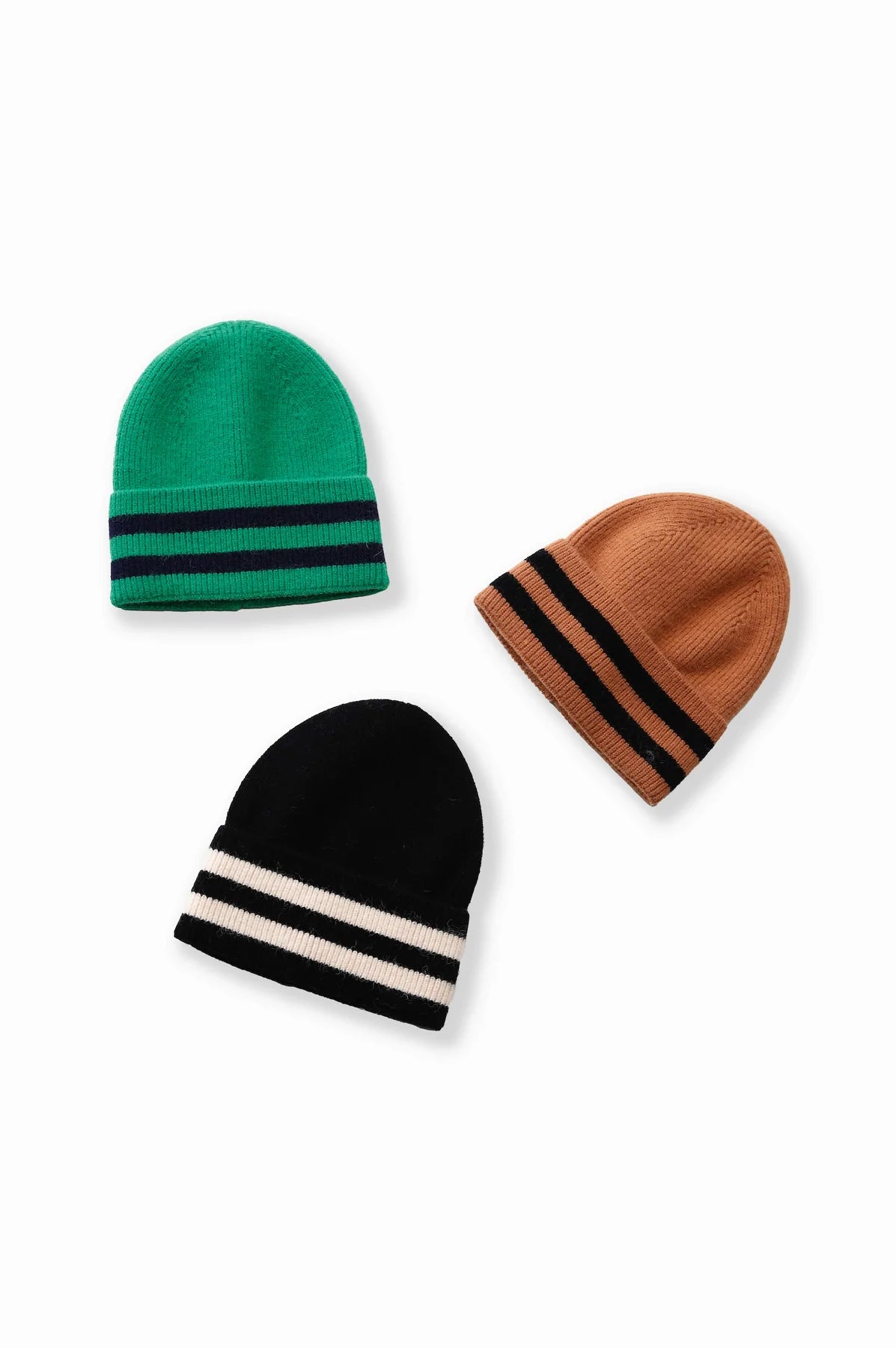 Striped Beanie in Green/Navy