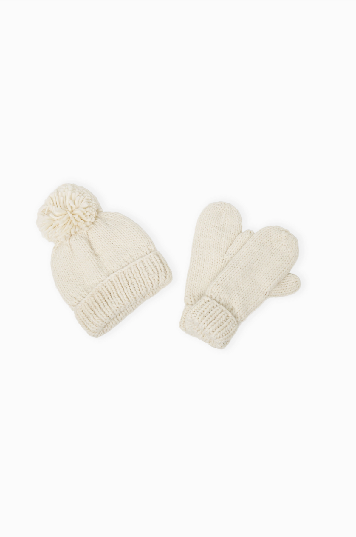 Hand Knit Basic Mittens in Ivory