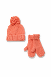 Hand Knit Basic Mittens in Coral