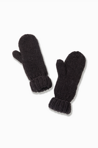 Hand Knit Basic Mittens in Black