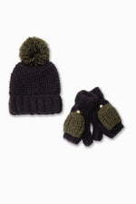 Load image into Gallery viewer, Hand Knitted Cotton Candy Flip Mittens in Black
