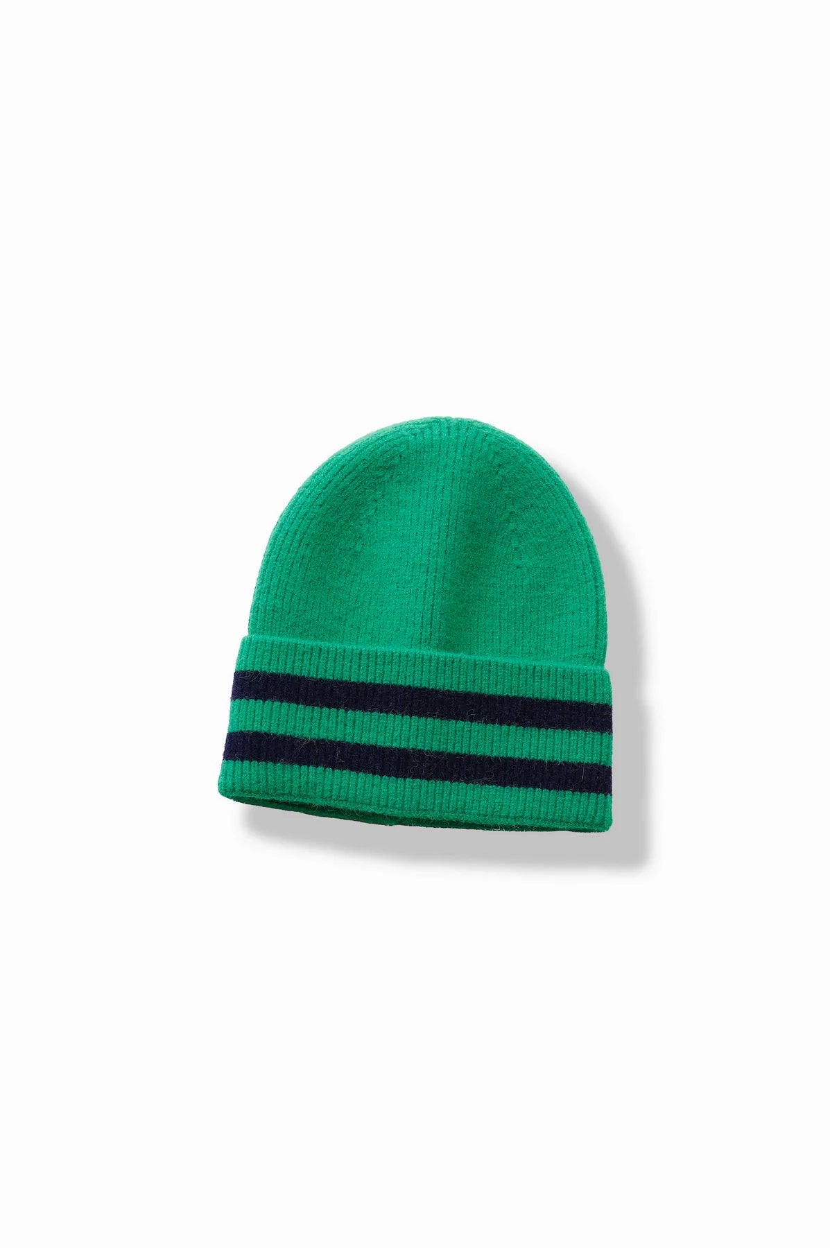 Striped Beanie in Green/Navy