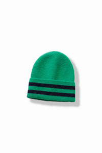 Striped Beanie in Green/Navy