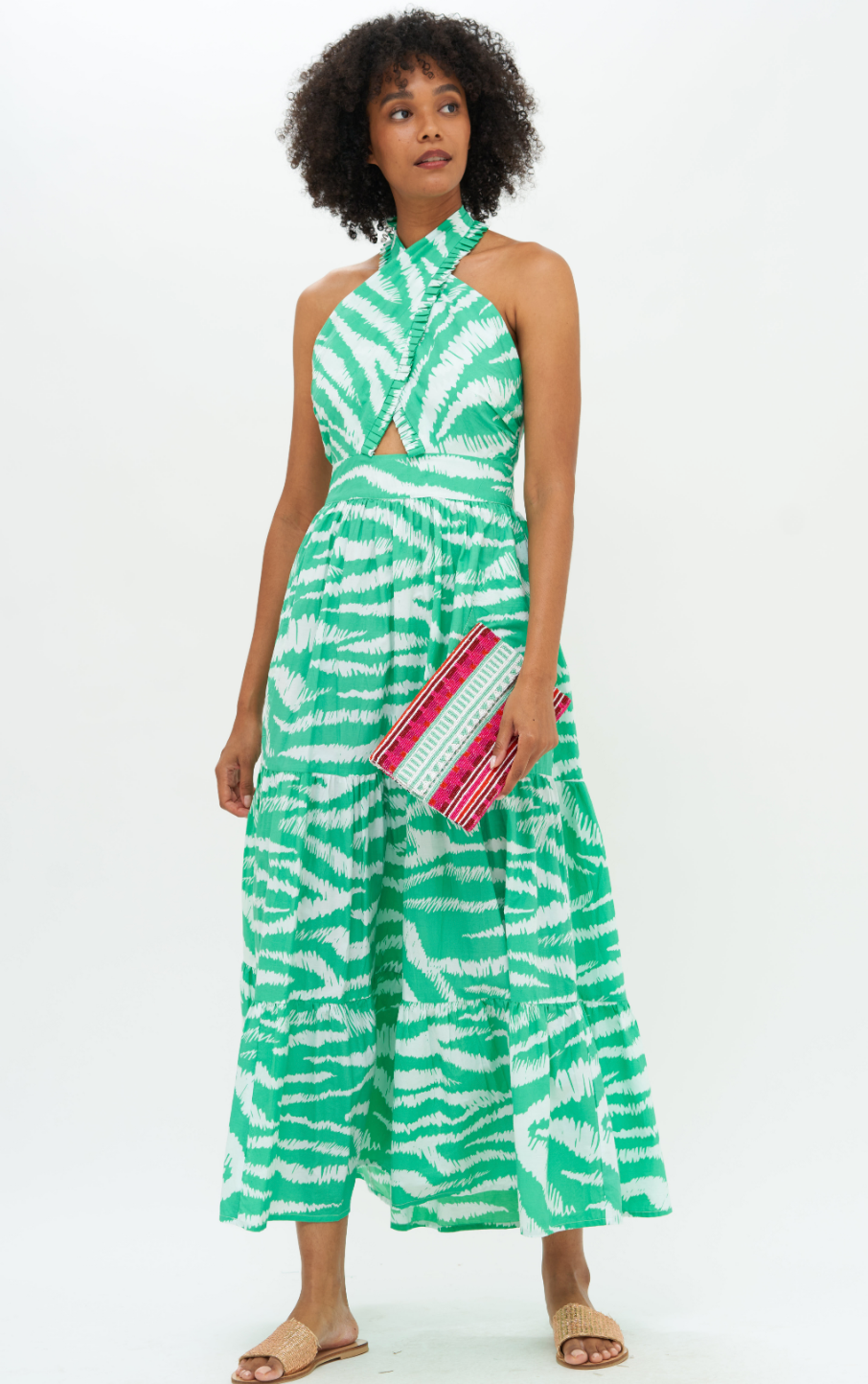 Cross Front Maxi Dress in Singita Mint