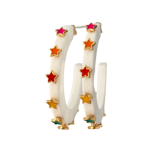 Starlight Jewel Hoop in White Multicolor