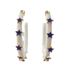 Starlight Jewel Hoop in White with Royal Blue