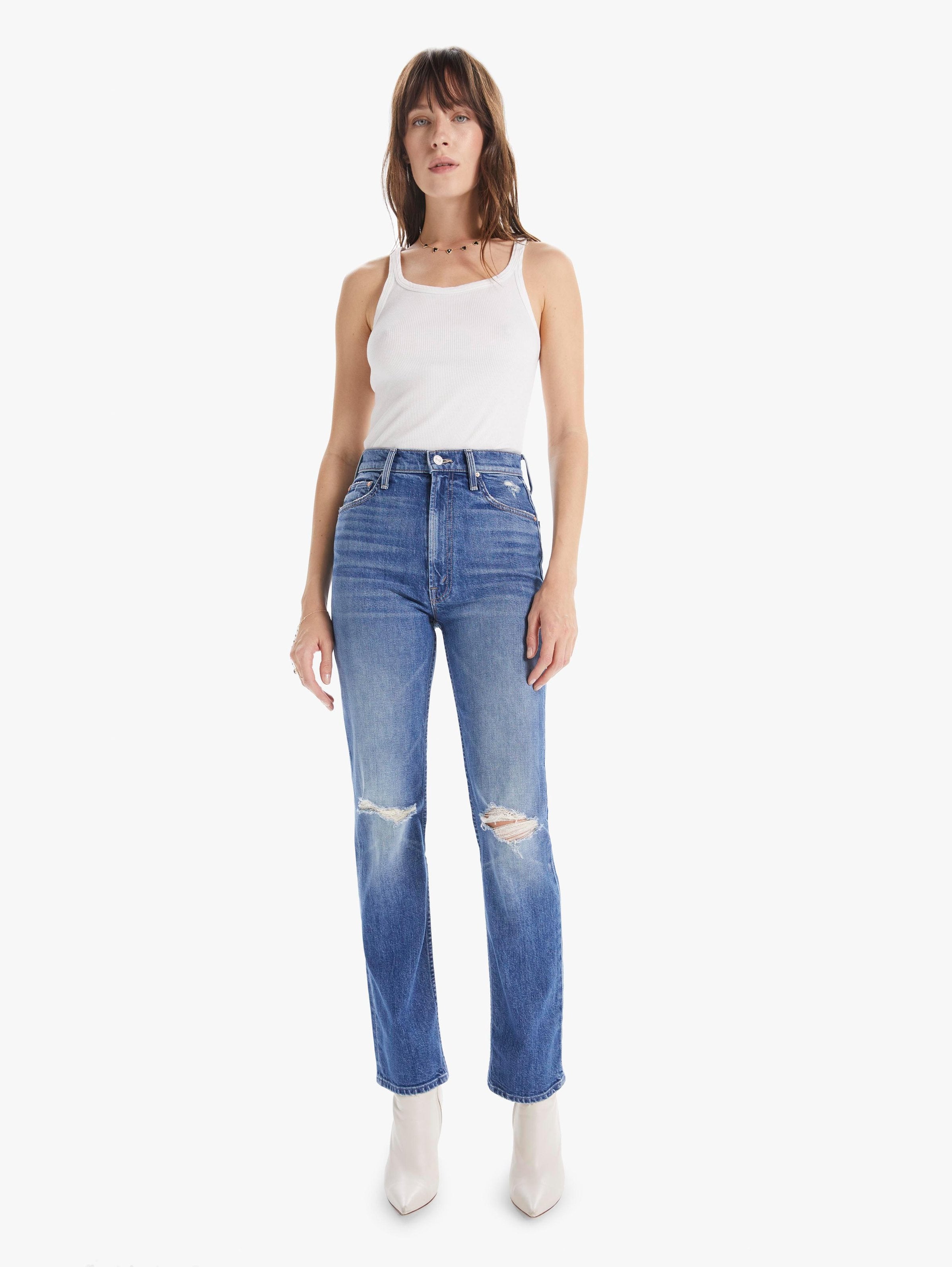High Waisted Rider Skimp Jean in Playing With Scissors