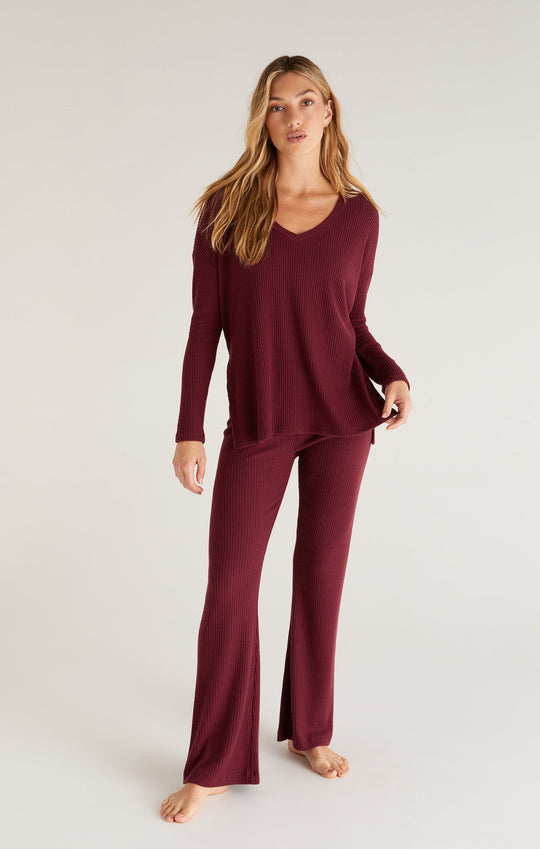 Show Me Some Flare Rib Pant in Garnet