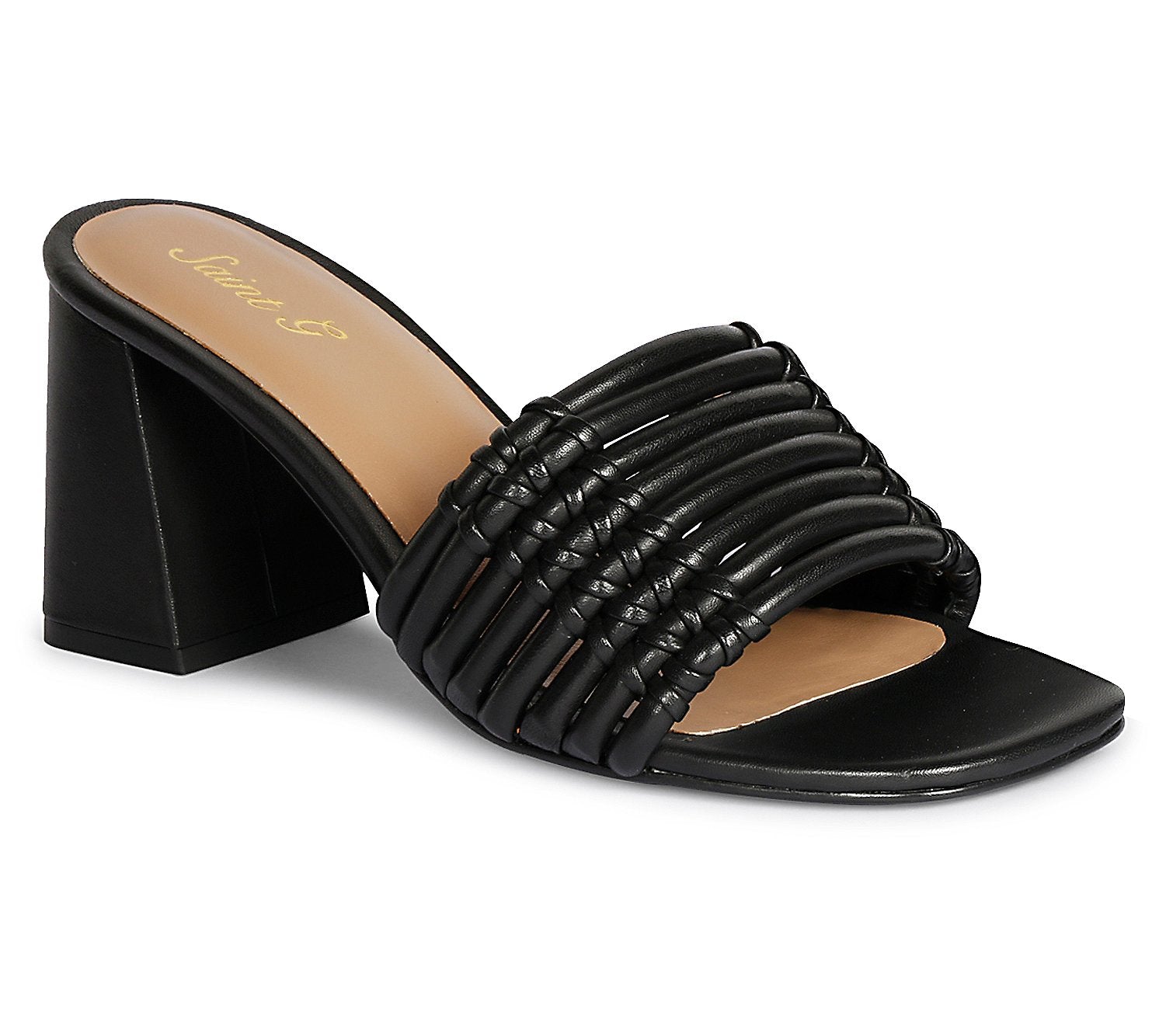 Bethany Leather Block Heel in Black